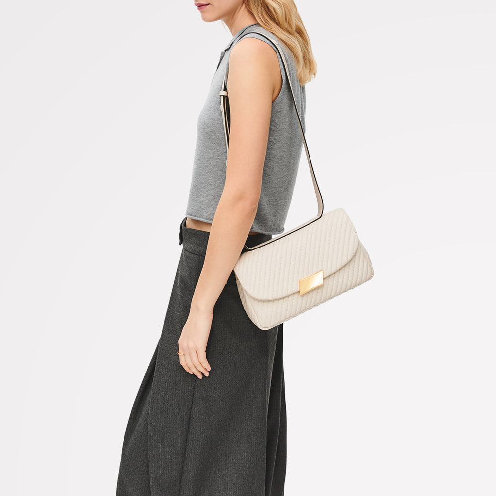 The Belsize - Quilt Medium Flapover Cross Body Salt - 113473