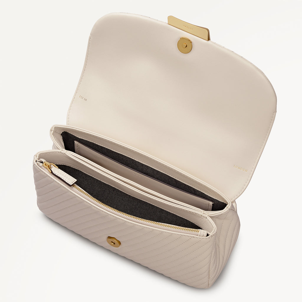 The Belsize - Quilt Medium Flapover Cross Body Salt - 113473