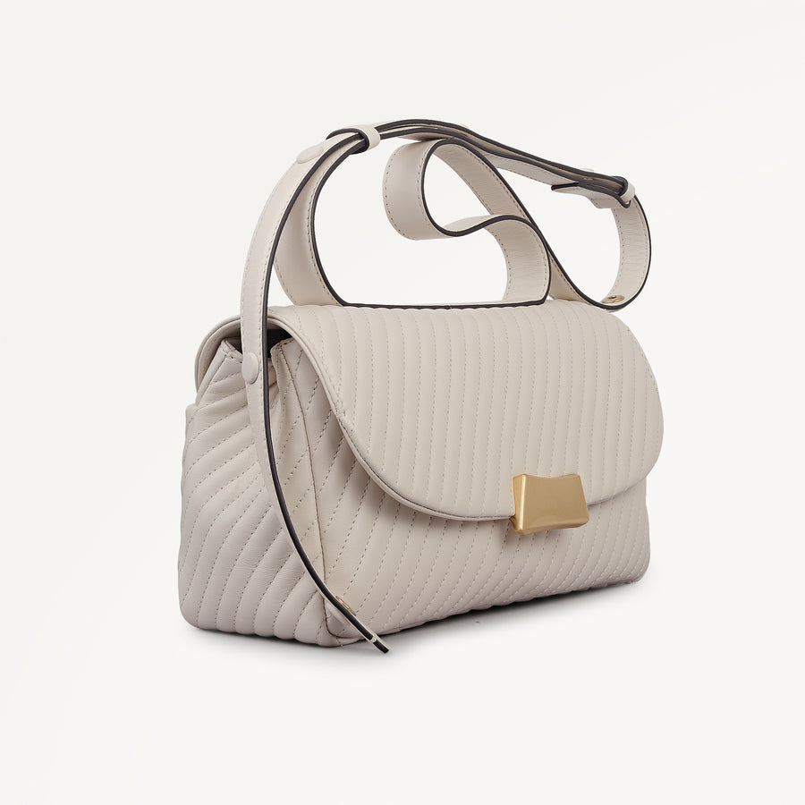 The Belsize - Quilt Medium Flapover Cross Body Salt - 113473