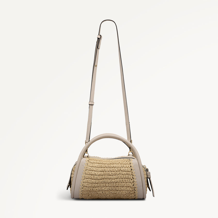 The Golborne - Raffia Small Ziptop Satchel Natural - 113476