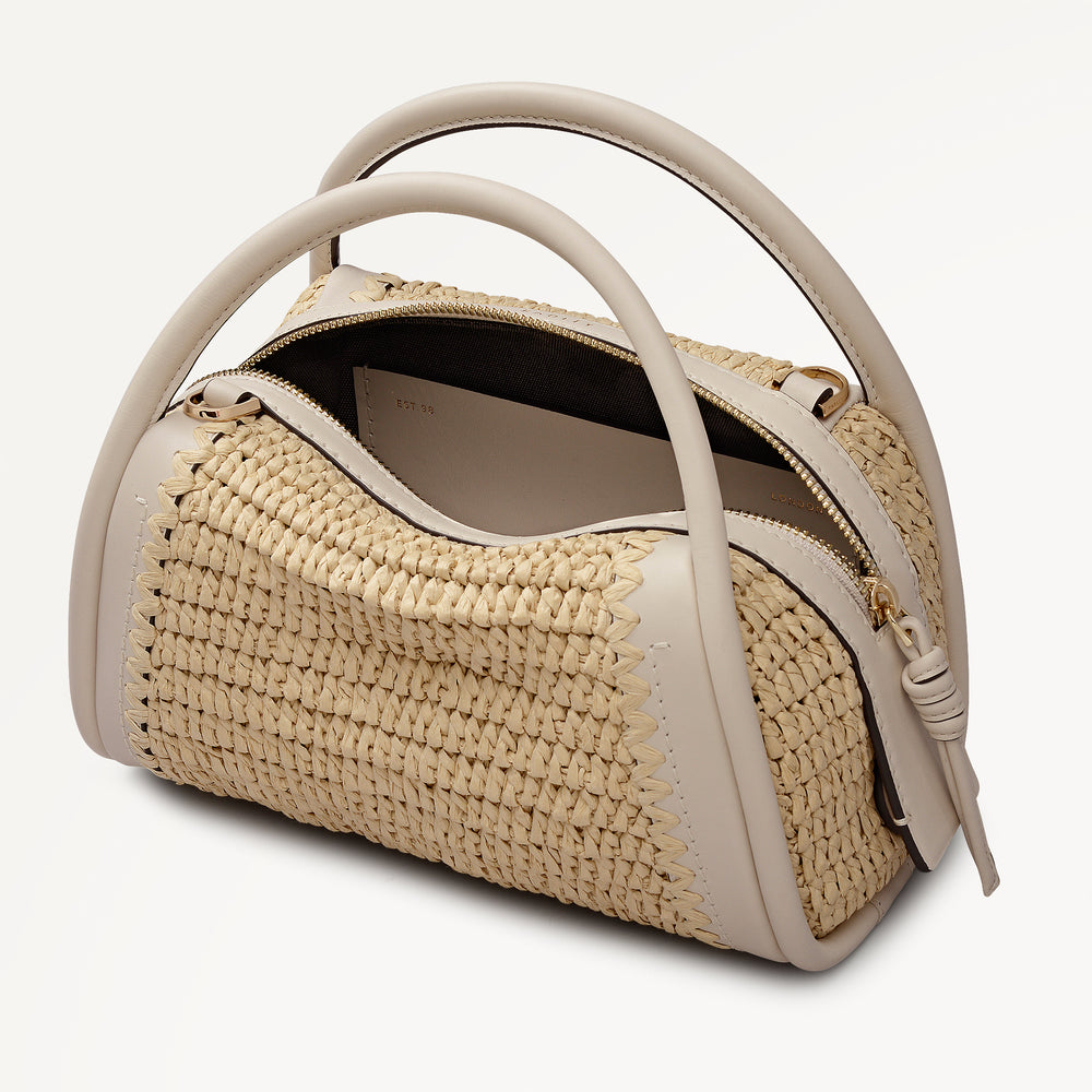 The Golborne - Raffia Small Ziptop Satchel Natural - 113476