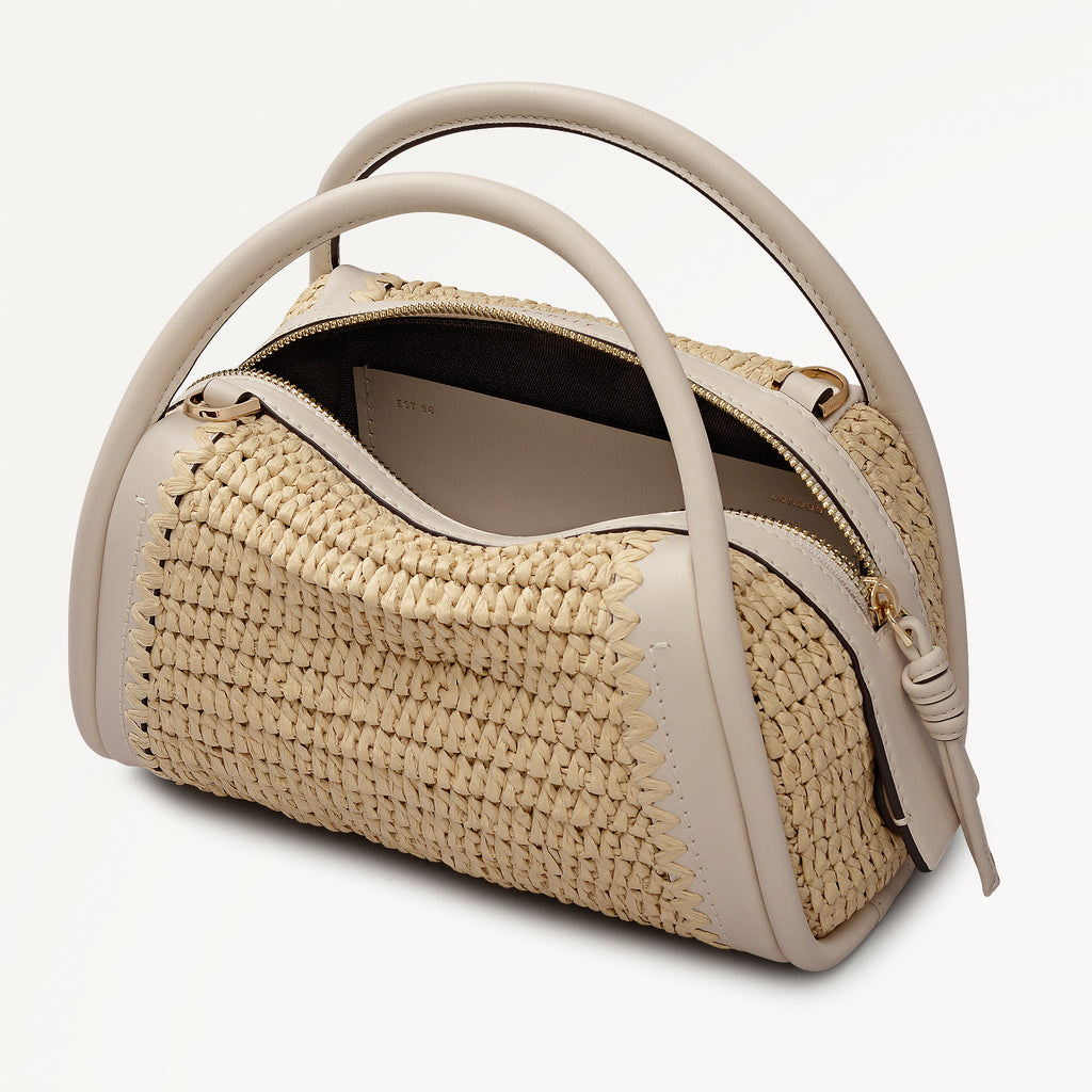 The Golborne - Raffia Small Ziptop Satchel Natural - 113476