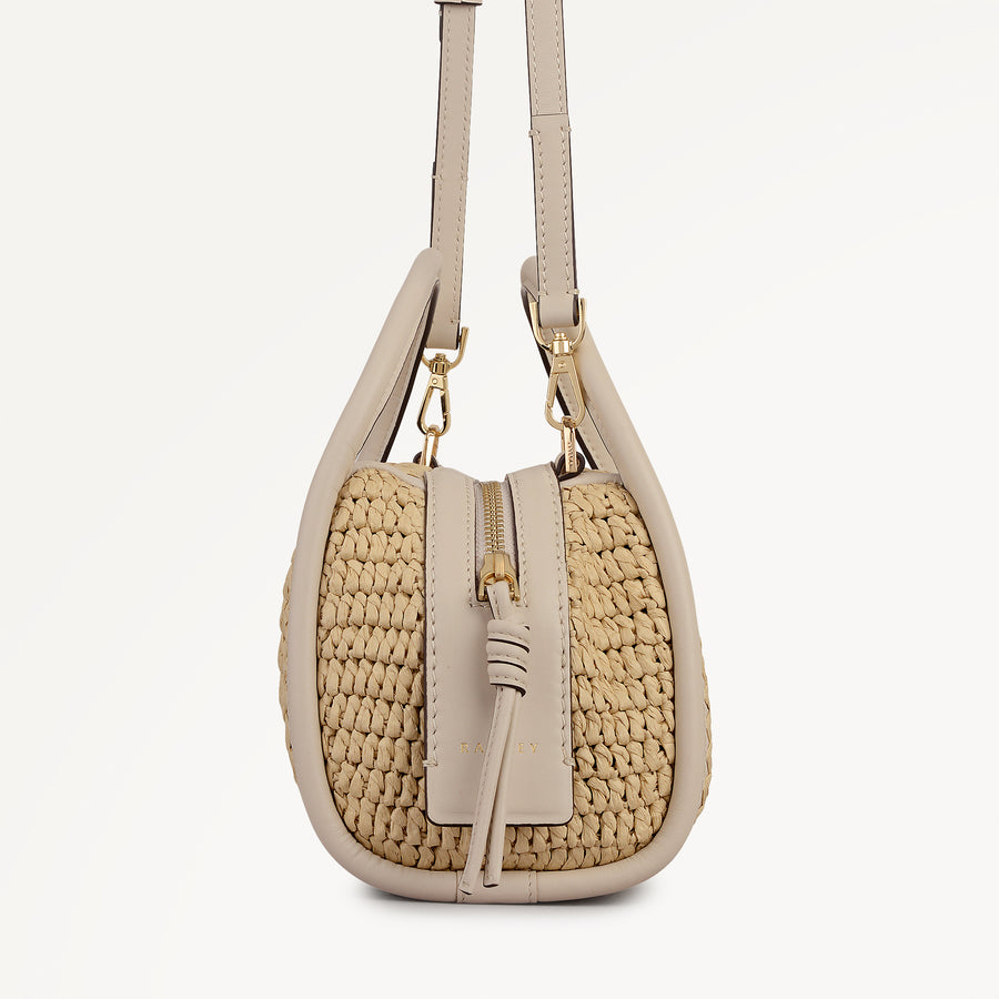 The Golborne - Raffia Small Ziptop Satchel Natural - 113476