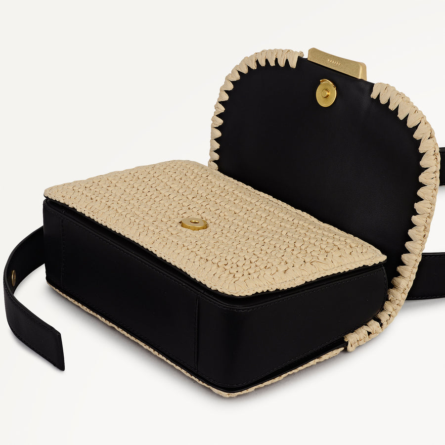 The Belsize - Raffia Small Flapover Cross Body Natural - 113482