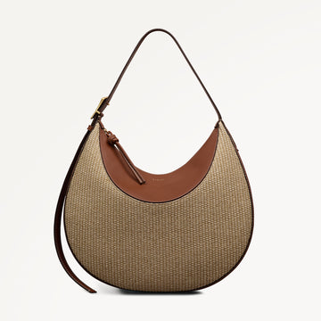 Bliss Crescent - Basket Large Ziptop Shoulder Cognac - 113485