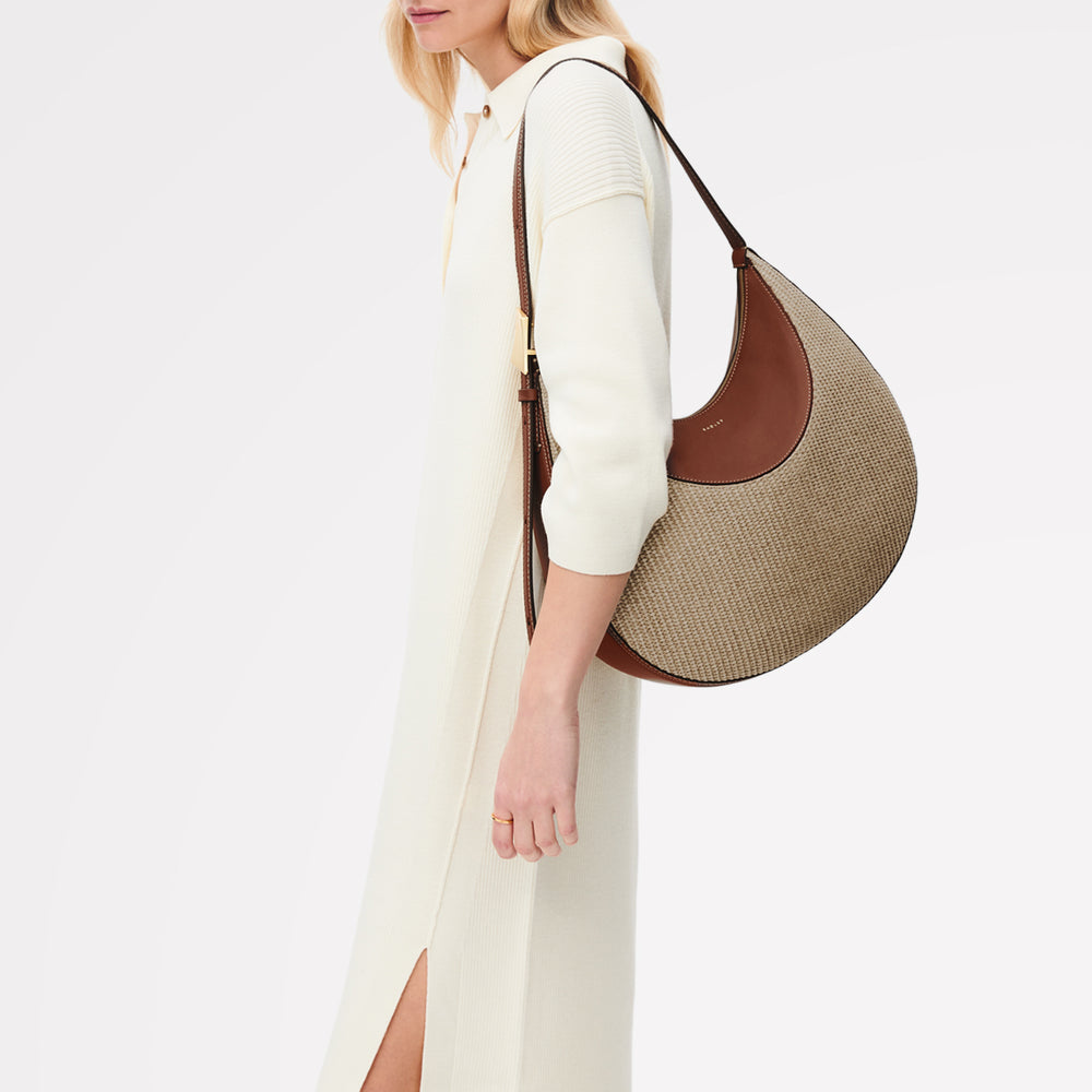 Bliss Crescent - Basket Large Ziptop Shoulder Cognac - 113485