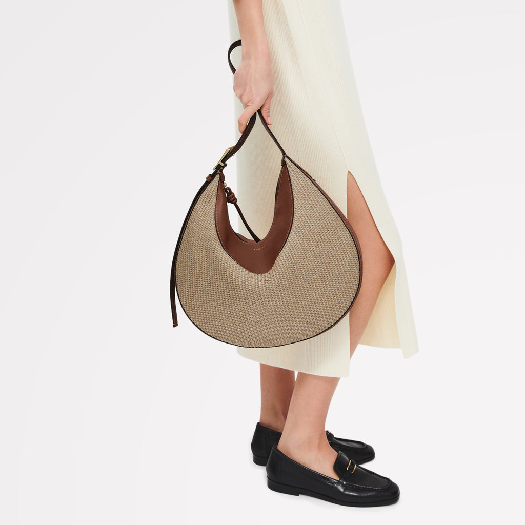 Bliss Crescent - Basket Large Ziptop Shoulder Cognac - 113485