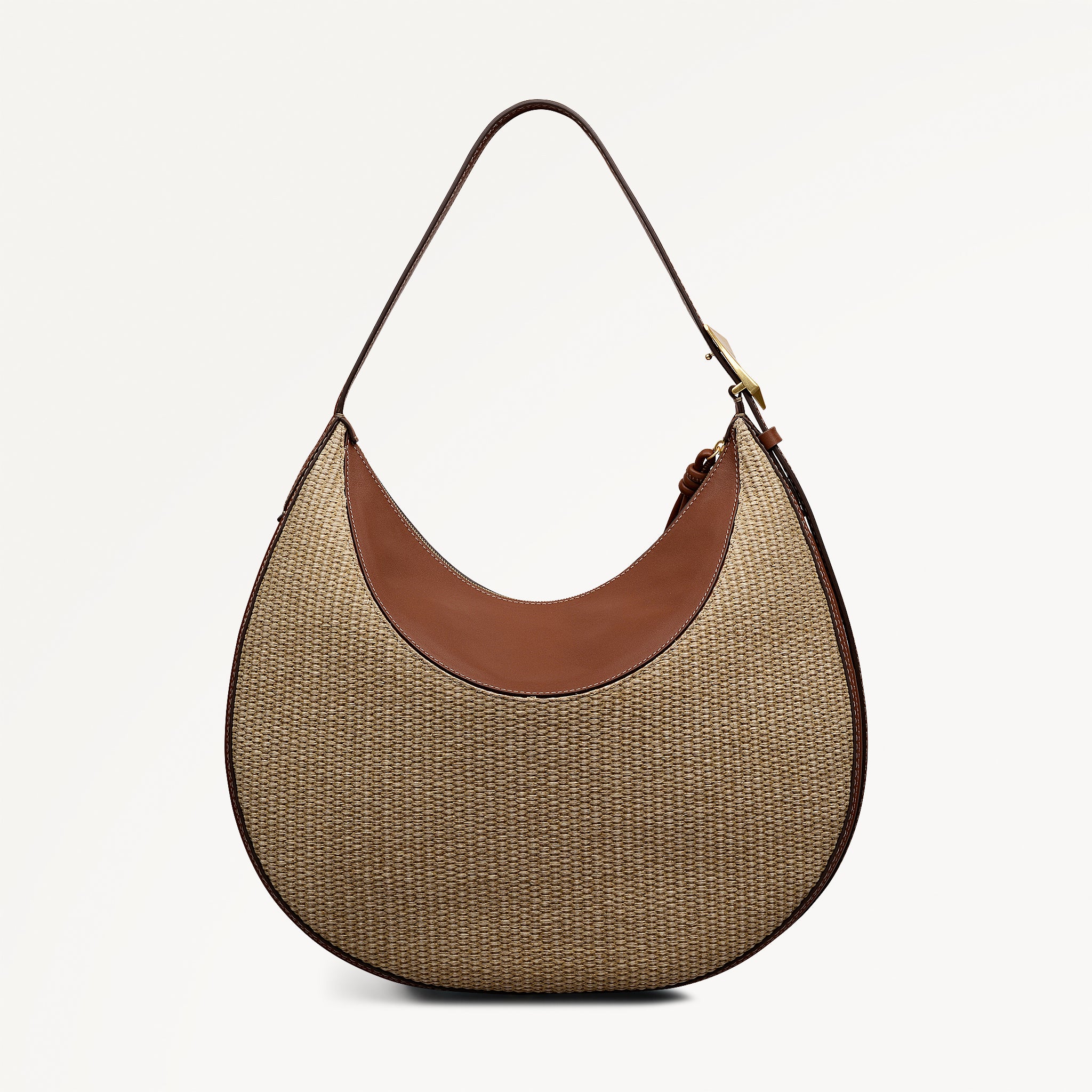 Bliss Crescent - Basket Large Ziptop Shoulder Cognac - 113485