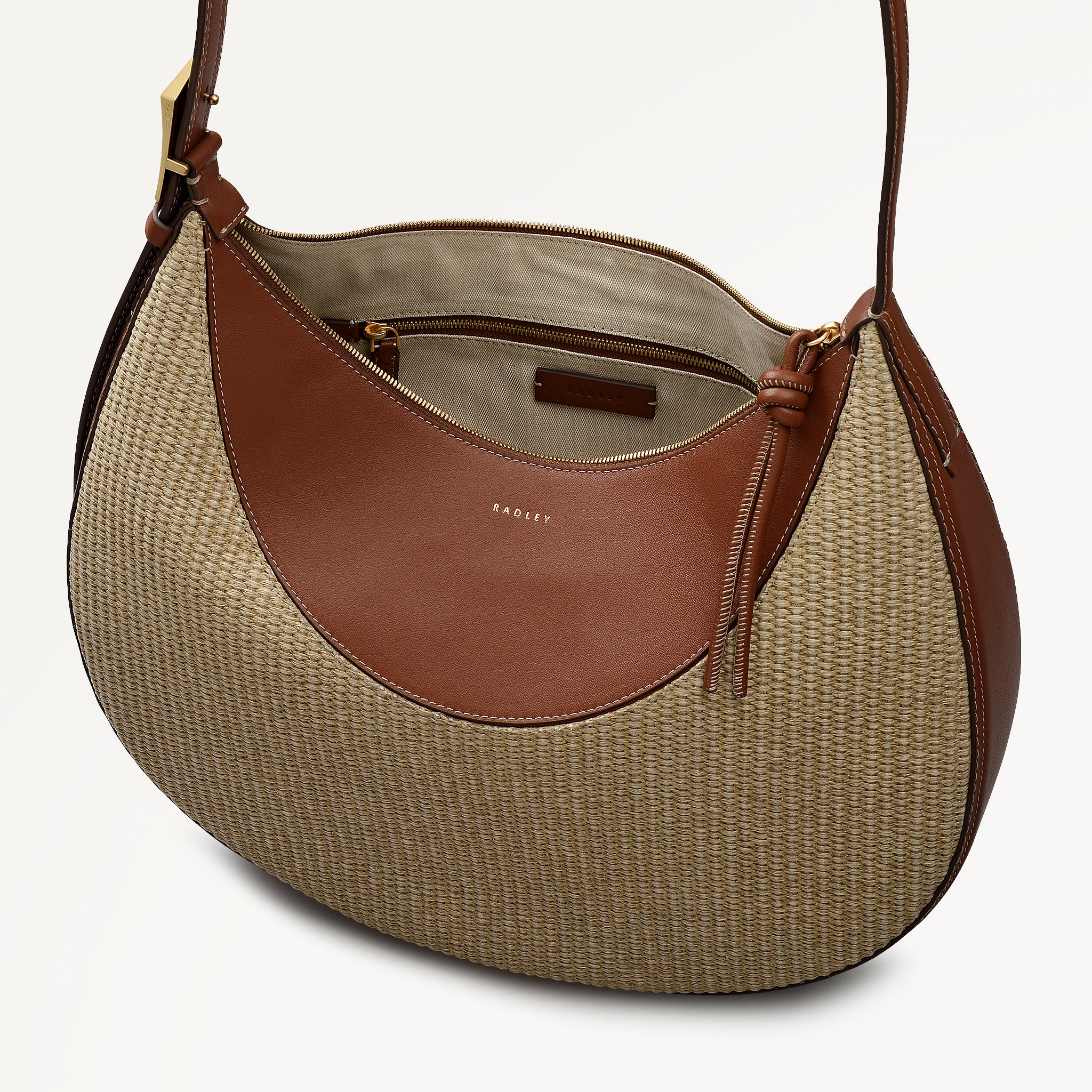 Bliss Crescent - Basket Large Ziptop Shoulder Cognac - 113485