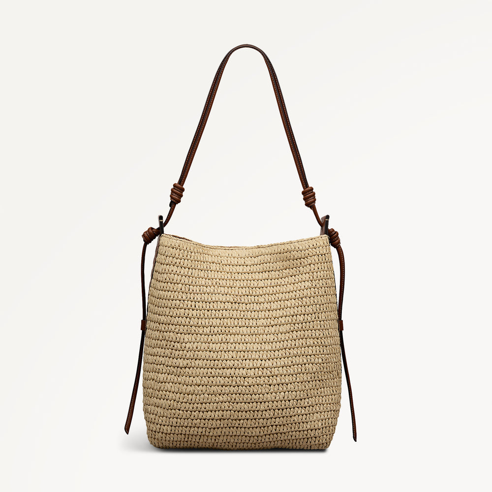 The Camden - Raffia Medium Open Top Shoulder Natural - 113487