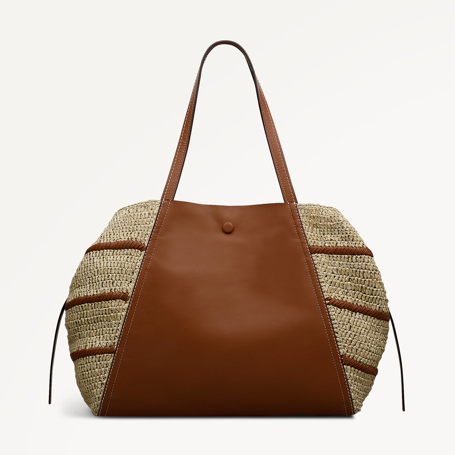 The Delphine - Raffia Extra Large Open Top Tote Natural - 113517