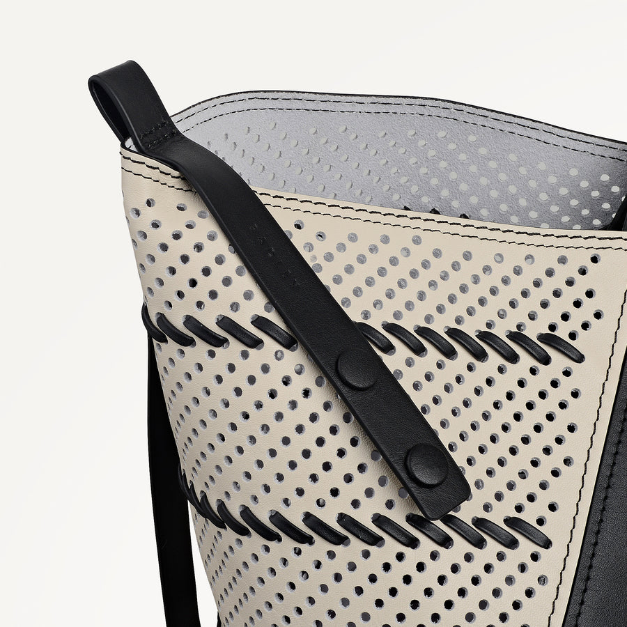 The Delphine - Perforated Extra Large Open Top Tote Black - 113518