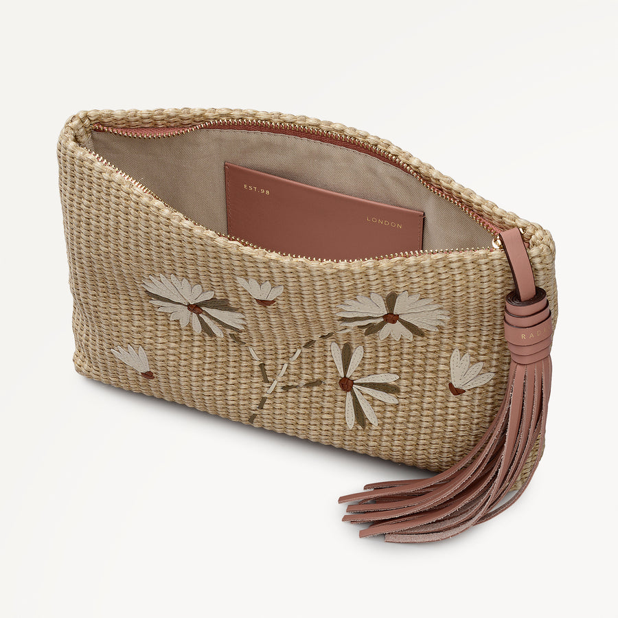 Picton Place - Raffia Medium Ziptop Pouch Natural - 113540
