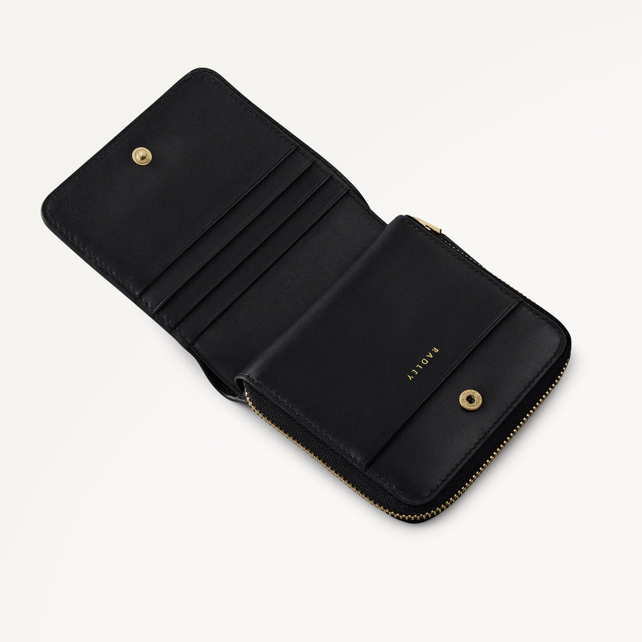 The Roxburgh - Perforated Medium Zip Around Wallet Black - 113557