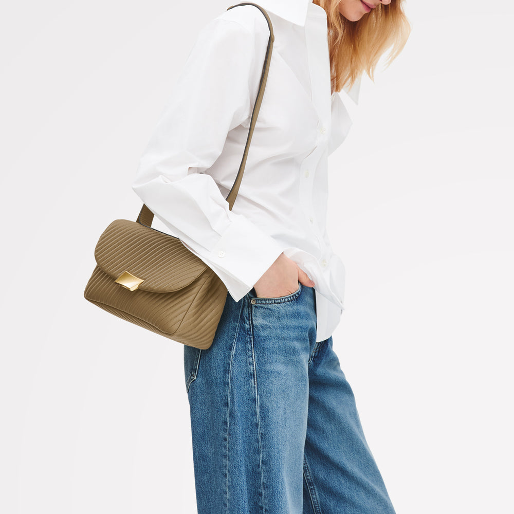 The Belsize - Quilt Medium Flapover Cross Body Acorn - 113562