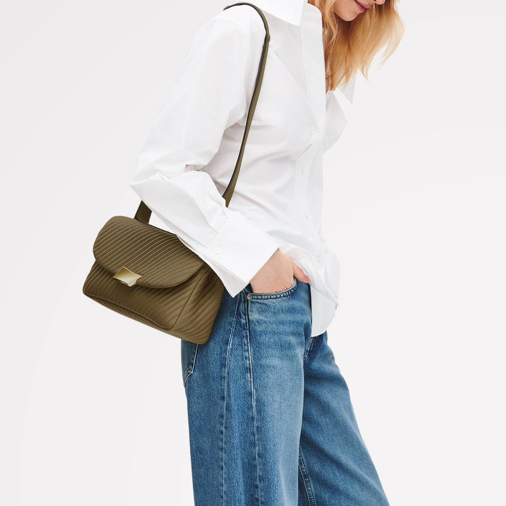 The Belsize - Quilt Medium Flapover Cross Body Acorn - 113562