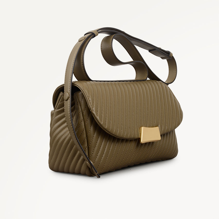 The Belsize - Quilt Medium Flapover Cross Body Acorn - 113562