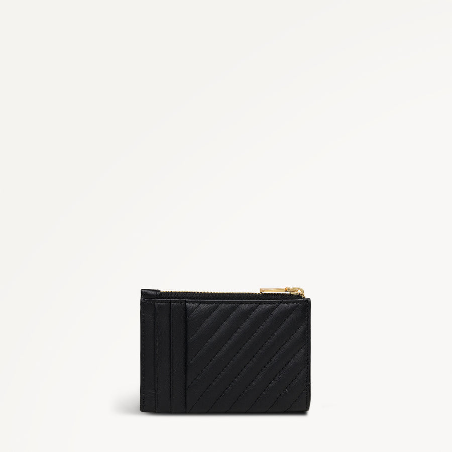 The Belsize - Quilt Small Zip Card & Coin Holder Black - 113566