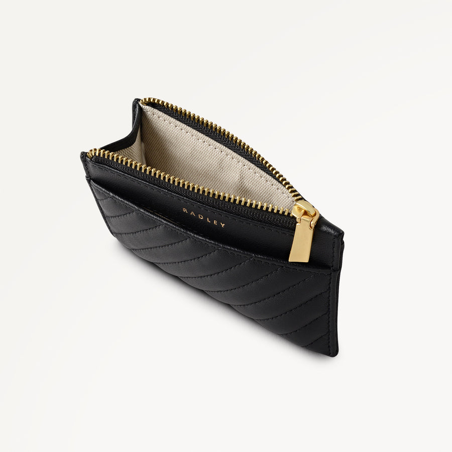 The Belsize - Quilt Small Zip Card & Coin Holder Black - 113566