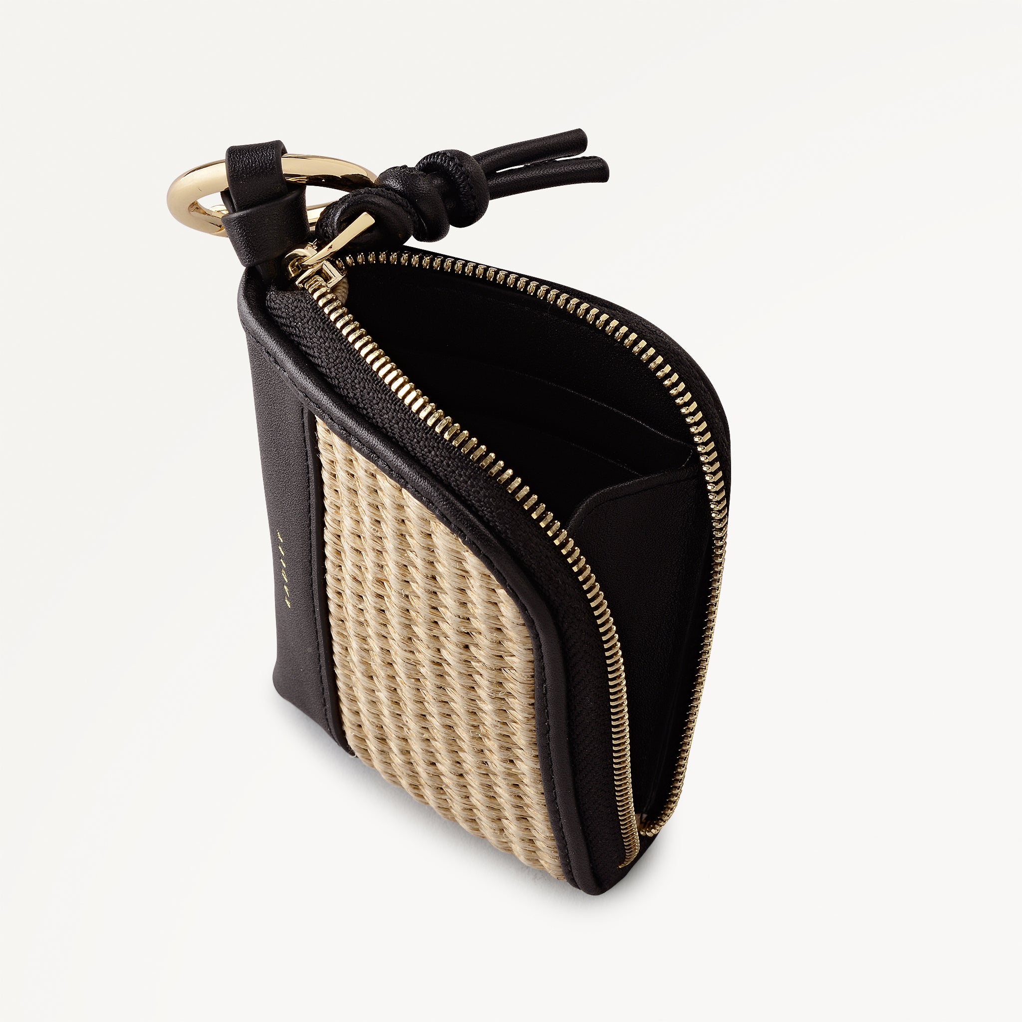 Golden Lane - Raffia Small Bag Charm Black - 113569