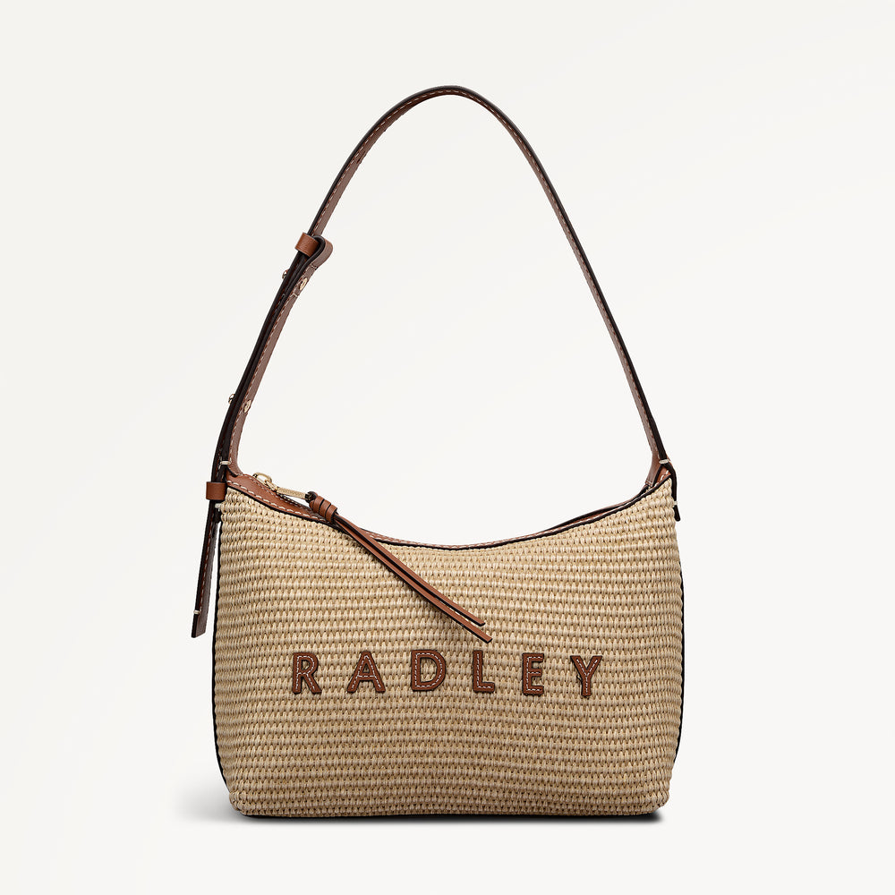 Spencer Mews - Raffia Medium Ziptop Shoulder Cognac - 113658