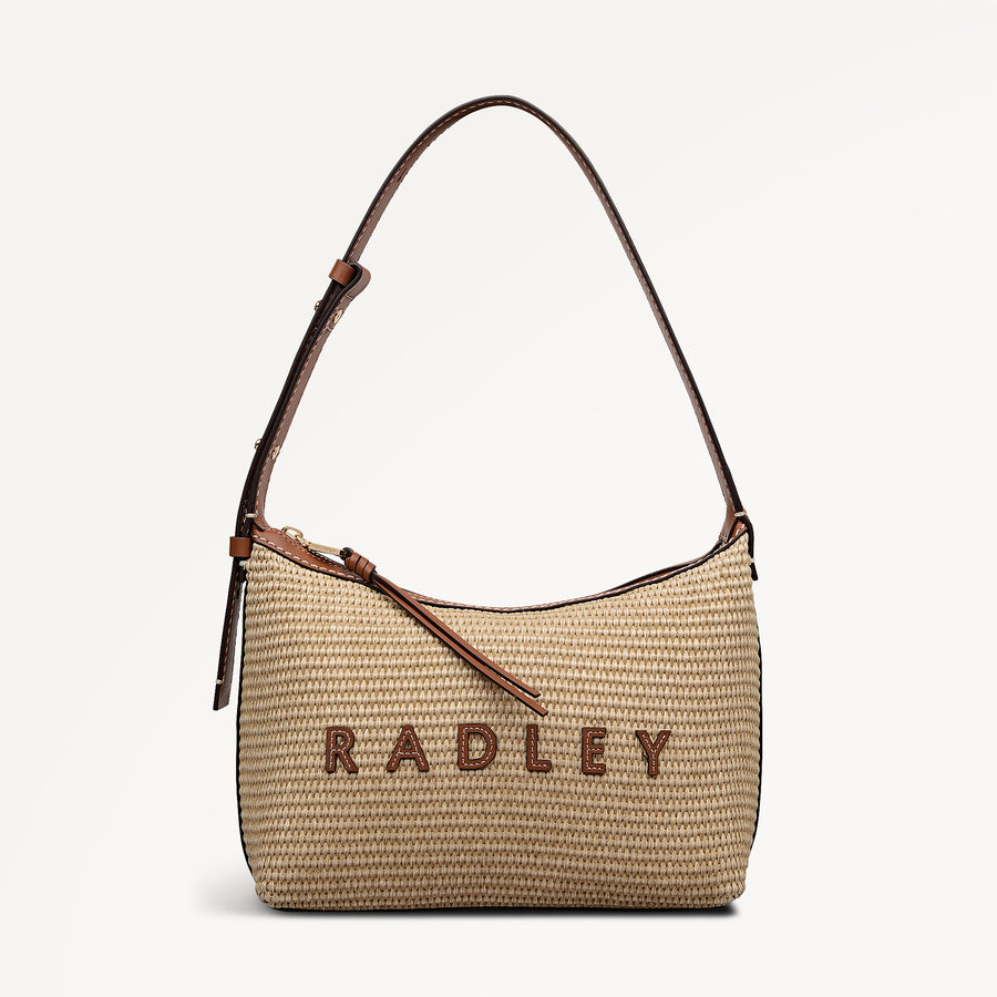 Spencer Mews - Raffia Medium Ziptop Shoulder Cognac - 113658