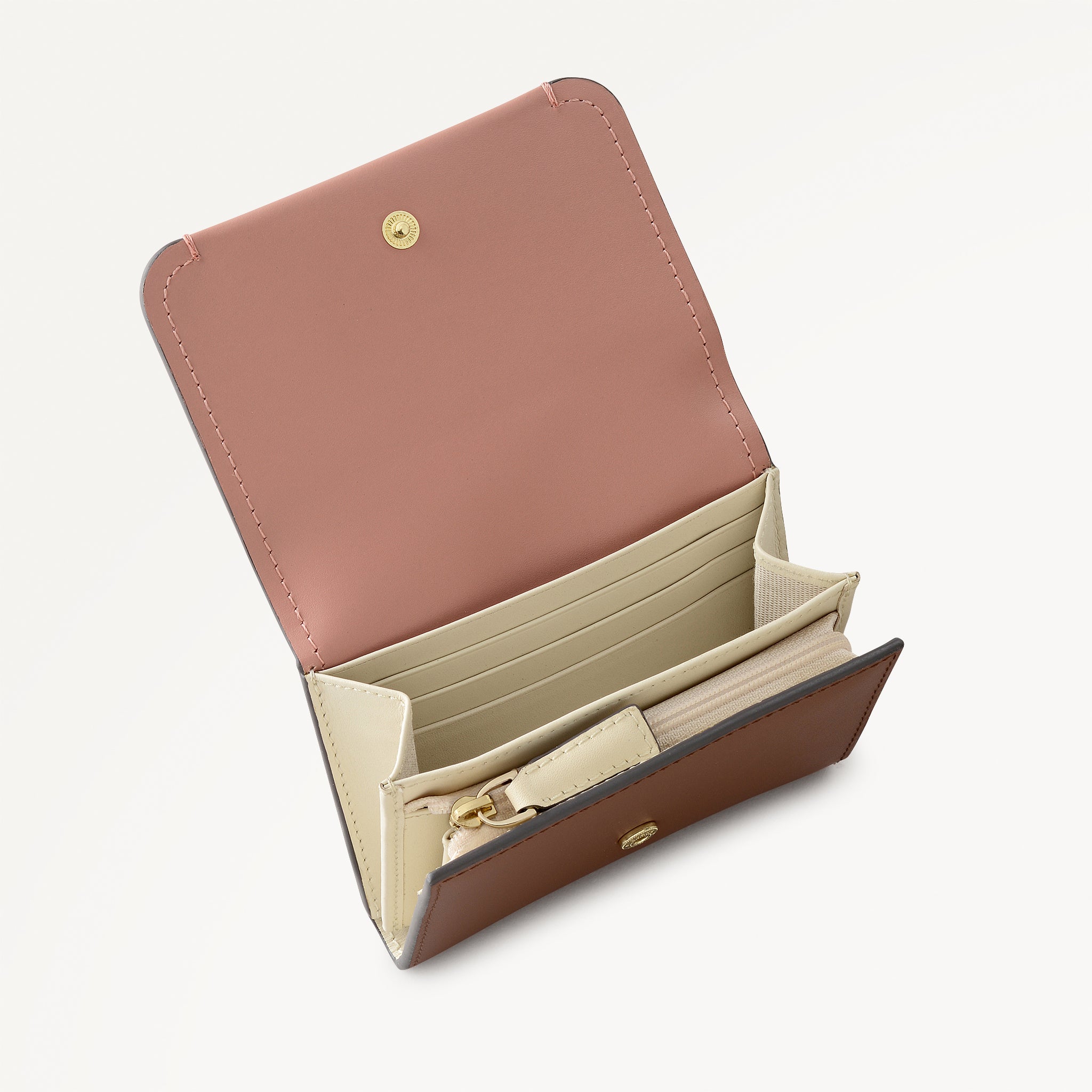 Beech Row - Colourblock Medium Flapover Purse Cognac - 113696