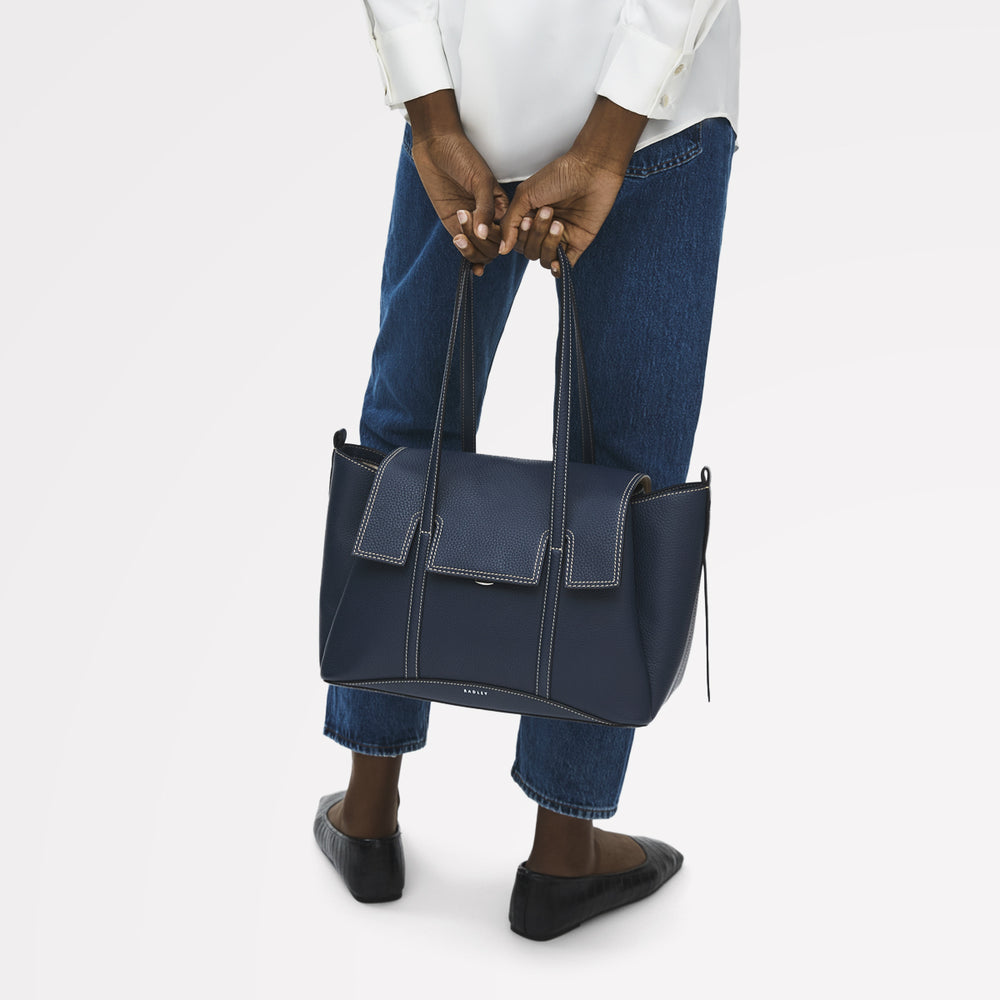 The Chancery Medium Flapover Shoulder Naval - 113825
