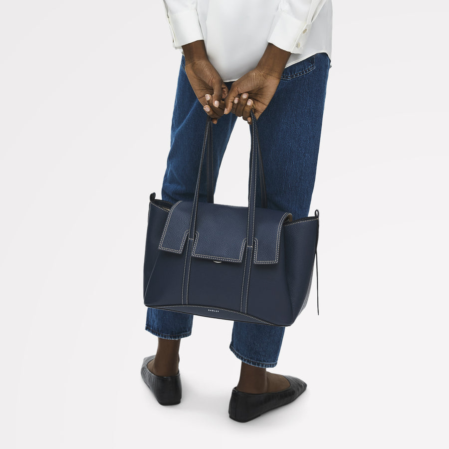The Chancery Medium Flapover Shoulder Naval - 113825