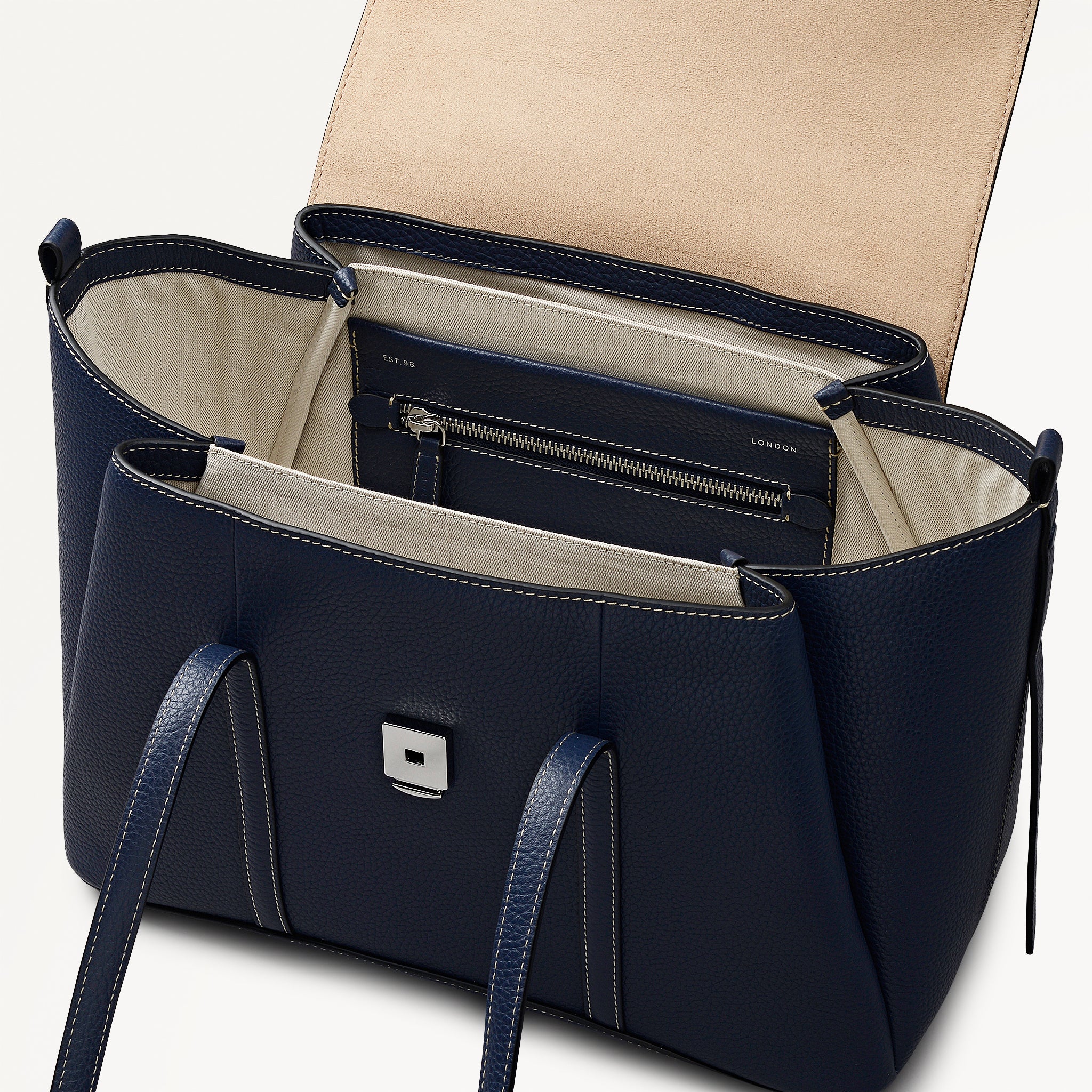 The Chancery Medium Flapover Shoulder Naval - 113825