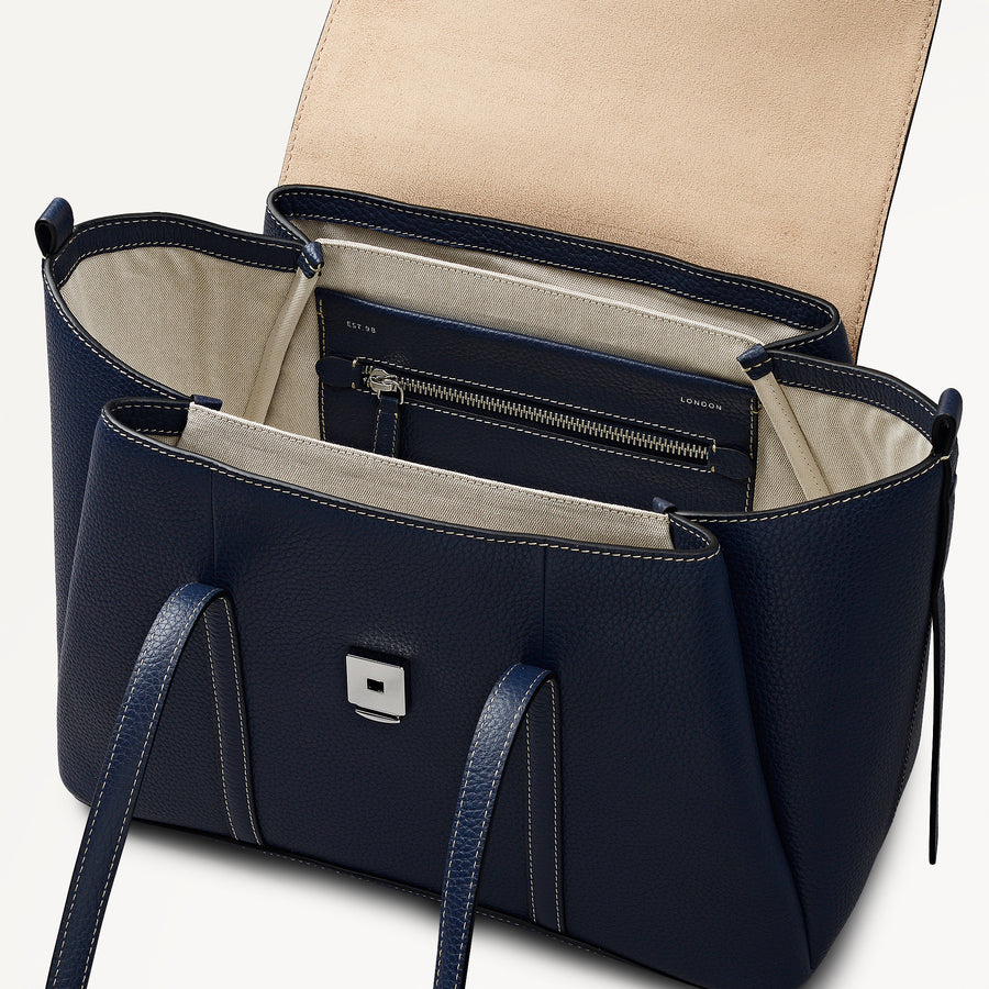 The Chancery Medium Flapover Shoulder Naval - 113825