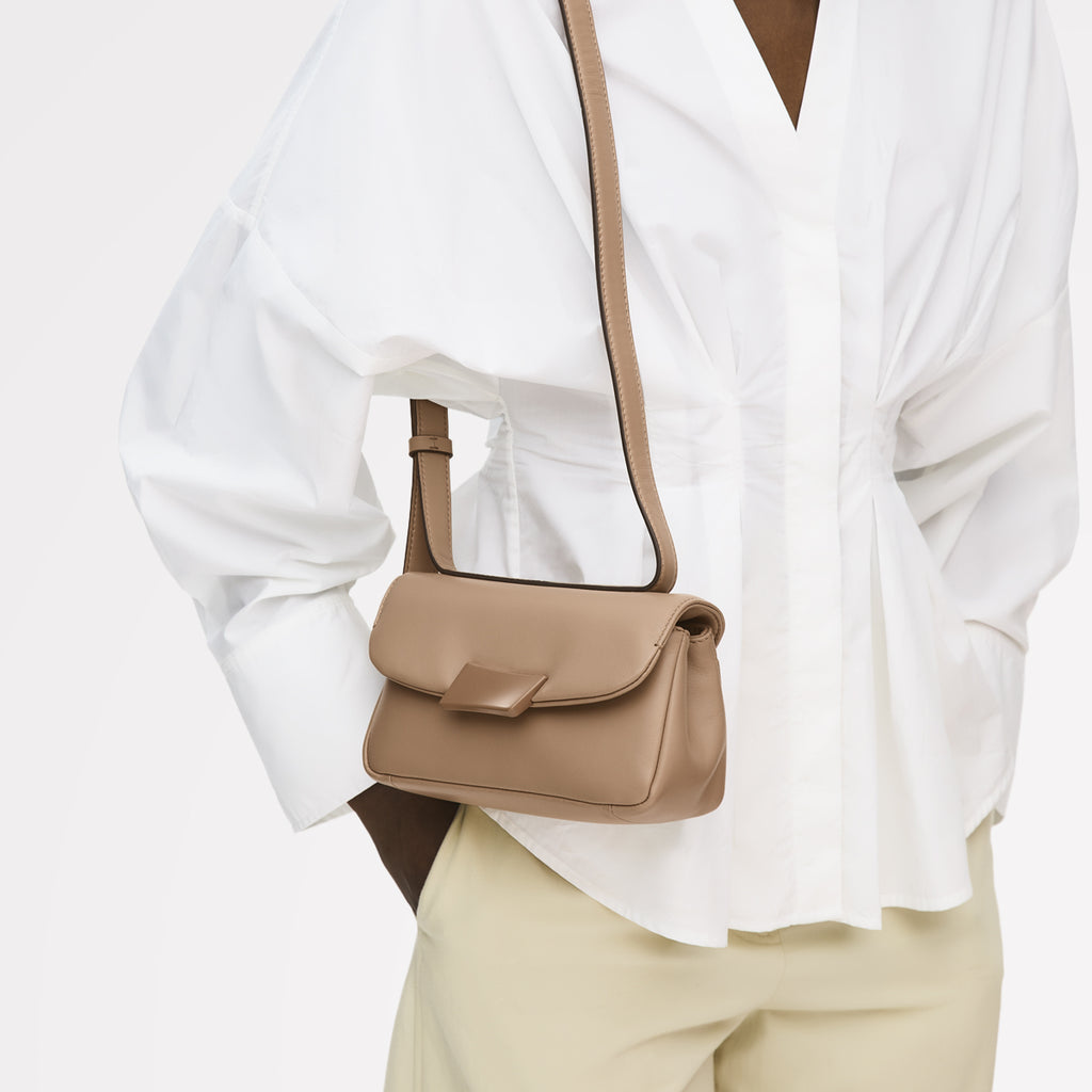 The Belsize - Puffy Small Flapover Shoulder Sahara - 113826