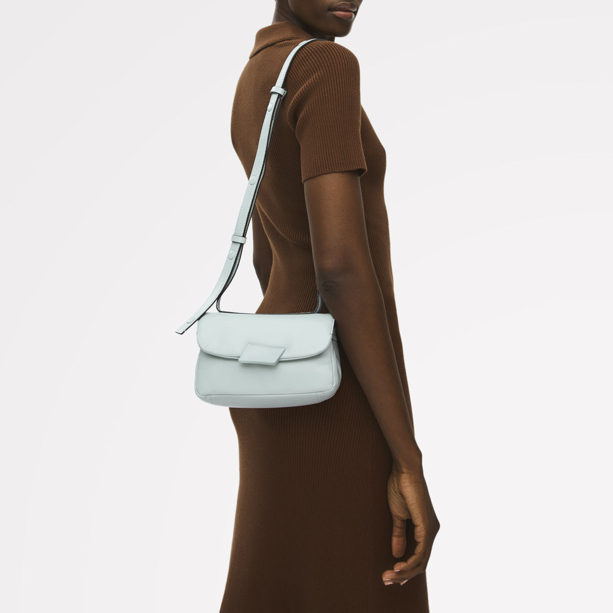 The Belsize - Puffy Small Flapover Shoulder Seafoam - 113828
