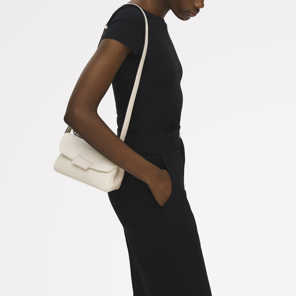 The Belsize - Puffy Small Flapover Shoulder Salt - 113829