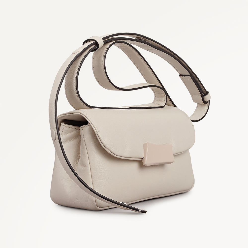 The Belsize - Puffy Small Flapover Shoulder Salt - 113829