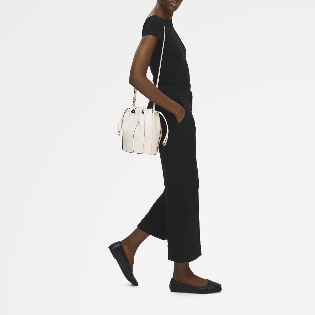 The Flora Medium Drawstring Cross Body Salt - 113831