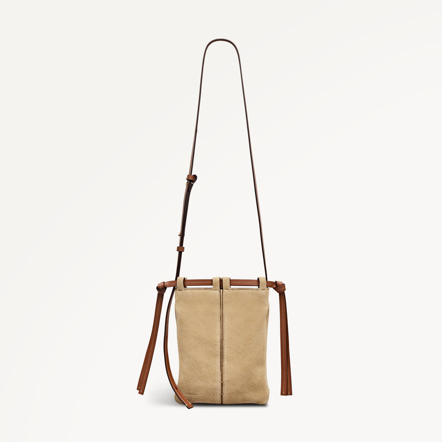 The Connaught - Suede Small Open Top Cross Body Sahara - 113837