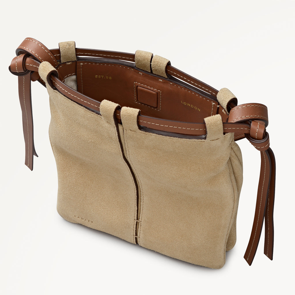 The Connaught - Suede Small Open Top Cross Body Sahara - 113837