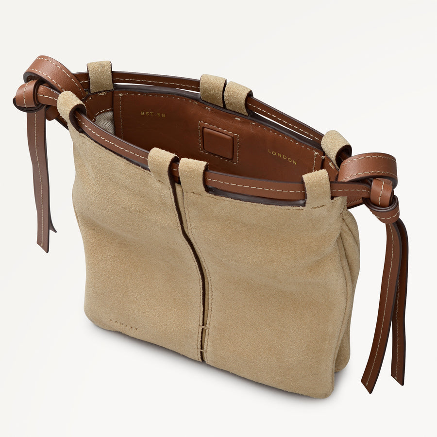 The Connaught - Suede Small Open Top Cross Body Sahara - 113837