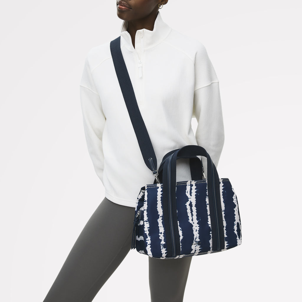Halley Row - Tie Dye Stripe Medium Ziptop Satchel Naval - 113846