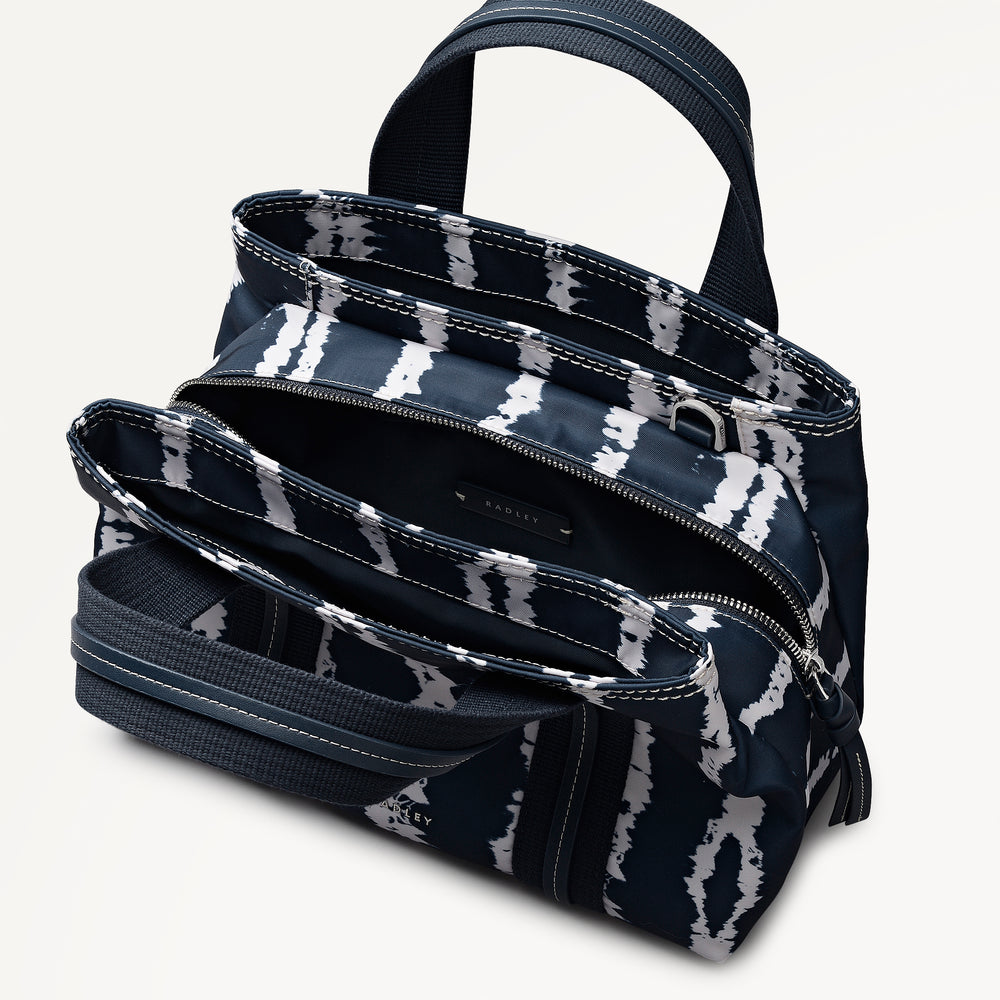 Halley Row - Tie Dye Stripe Medium Ziptop Satchel Naval - 113846