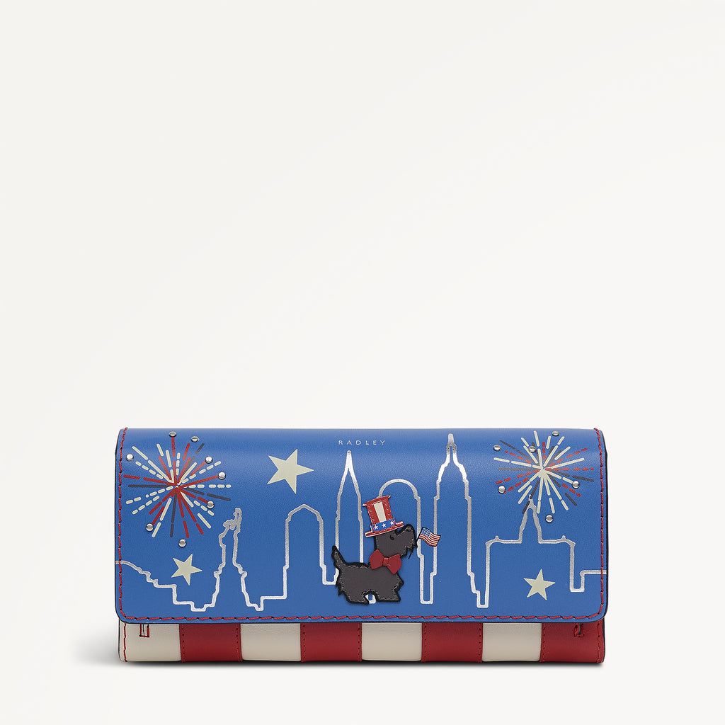Fireworks And Stripes Large Flapover Wallet Cobalt - 113851