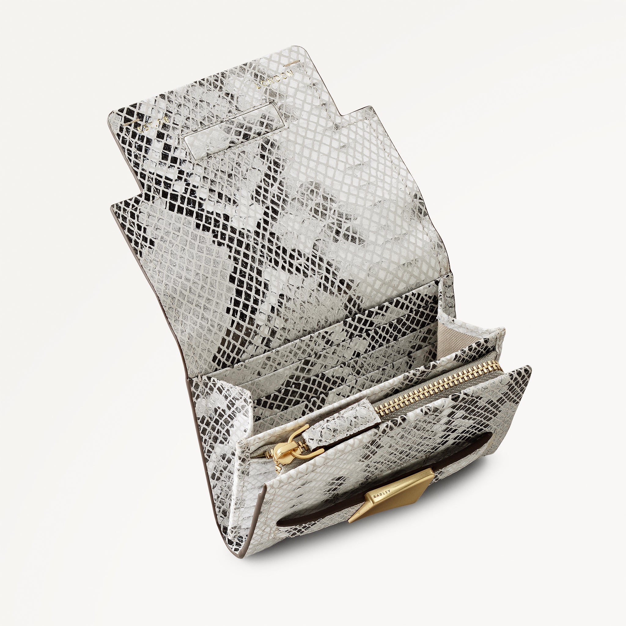 The Christina - Faux Snake Medium Flapover Wallet Salt - 113909