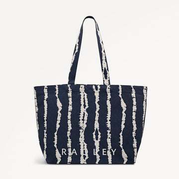 Tie Dye Stripe Large East West Open Top Tote Naval - 113930