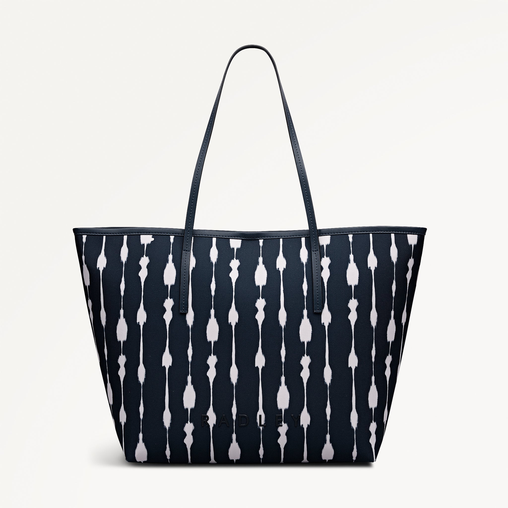 ADDISON TIE DYE STRIPE LARGE OPEN TOP TOTE NAVAL