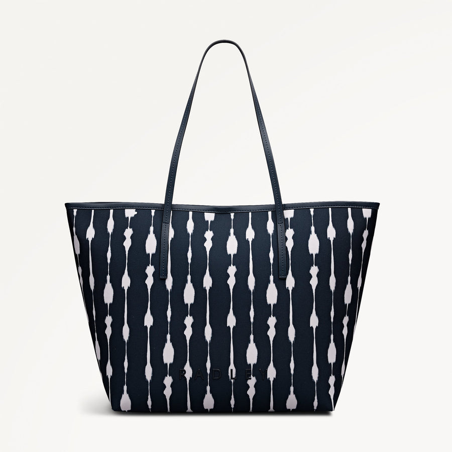 ADDISON TIE DYE STRIPE LARGE OPEN TOP TOTE NAVAL