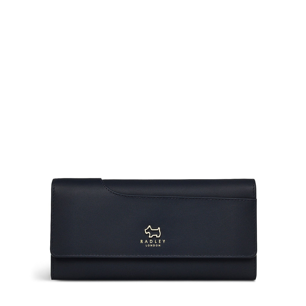 Pockets Leather Large Flapover Wallet in Ink - 11815