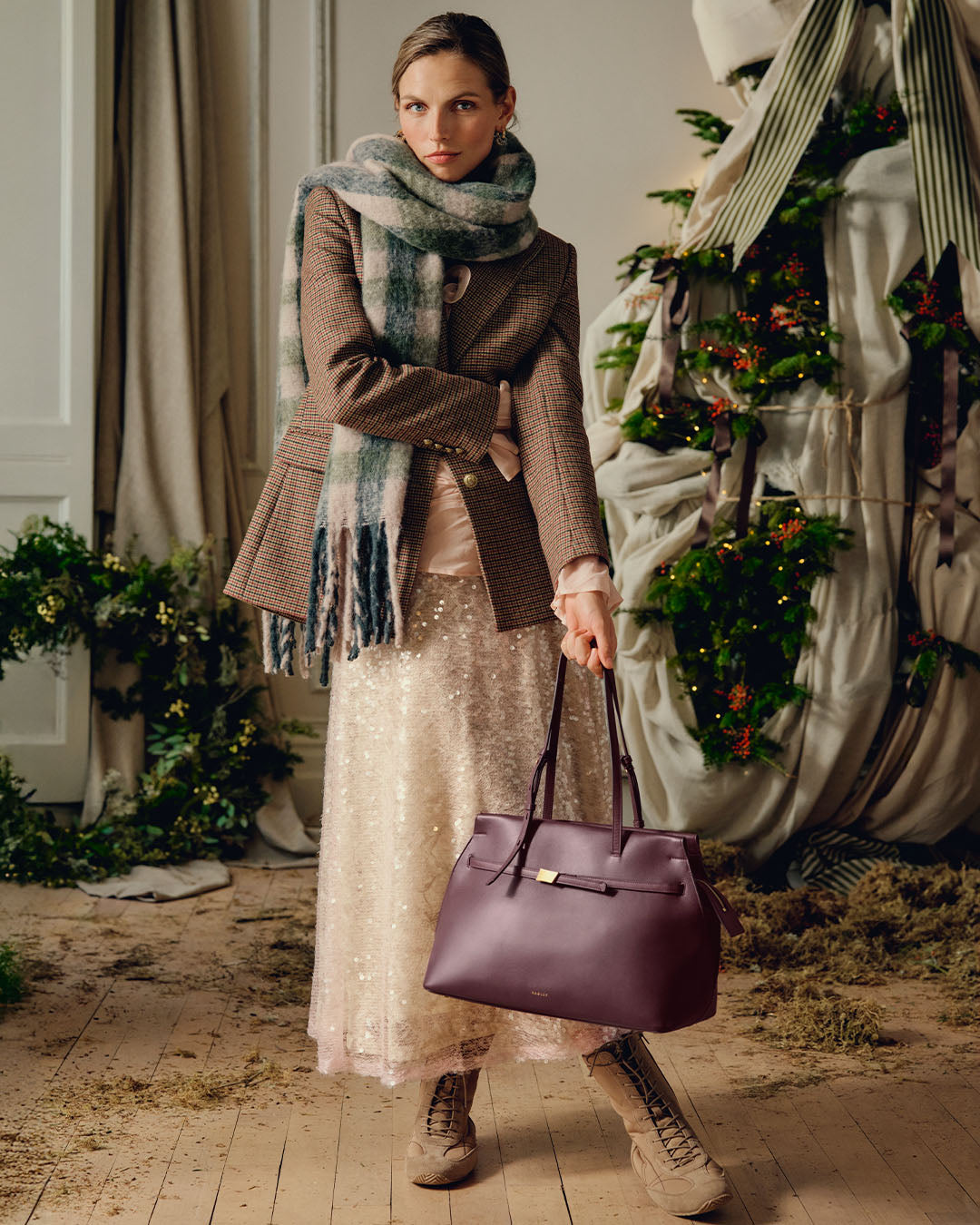 The Christina Large Ziptop Shoulder Dark Cherry - 113044