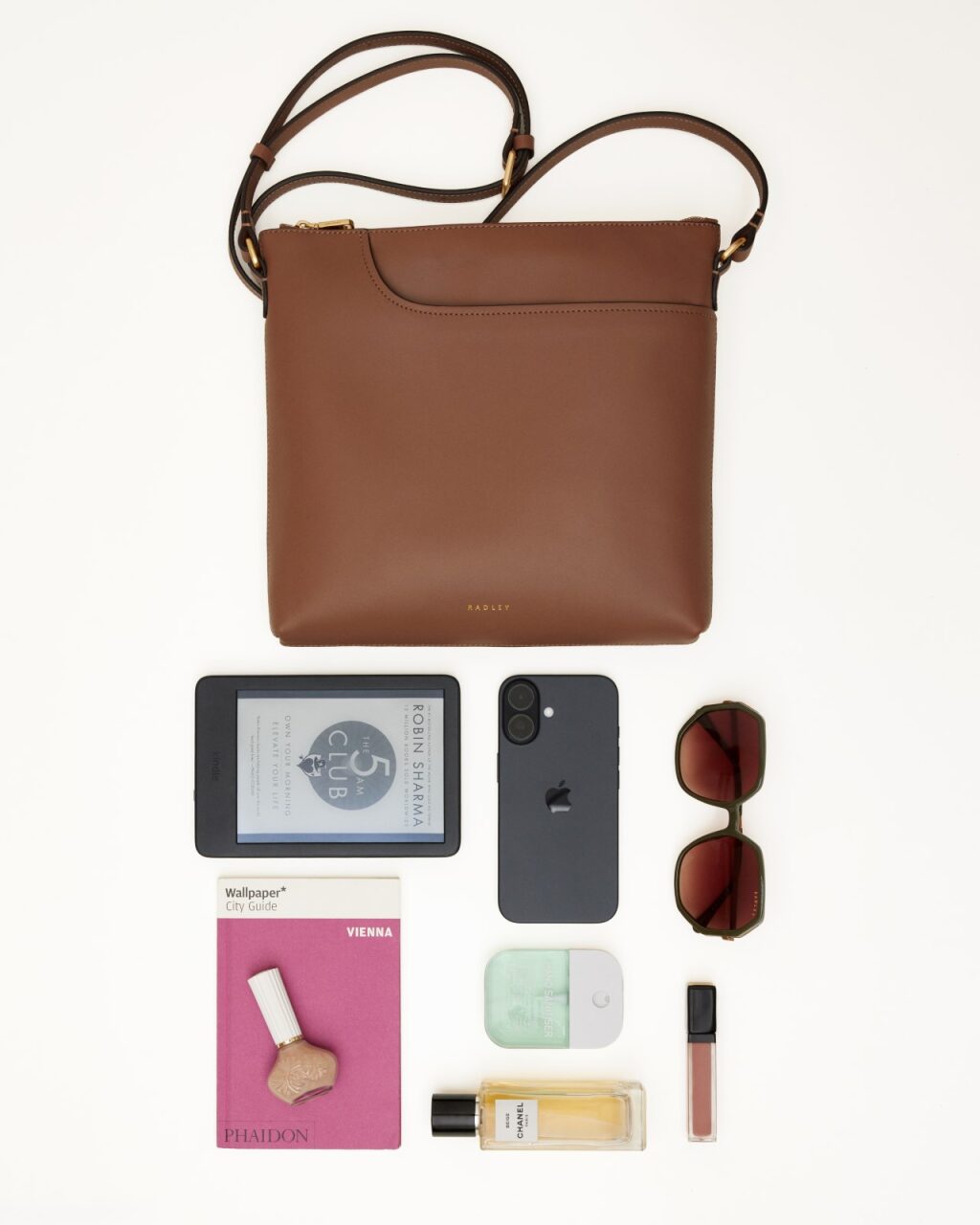 Pockets Large Ziptop NS Crossbody Bag in Saddle - 112155