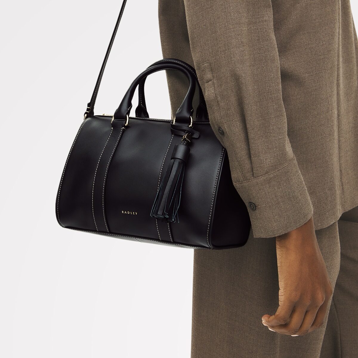 Noble Alley Medium Ziptop Satchel Black - 113006